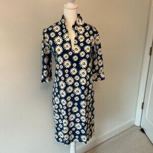 Sailor Sailor by Just Madras Blue,White, & Yellow Daisy Dress Size Small